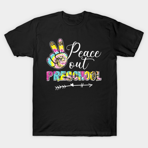 Tie Dye Peace Out Preschool Last Day of School Summer Beach T-Shirt by fatmehedo8